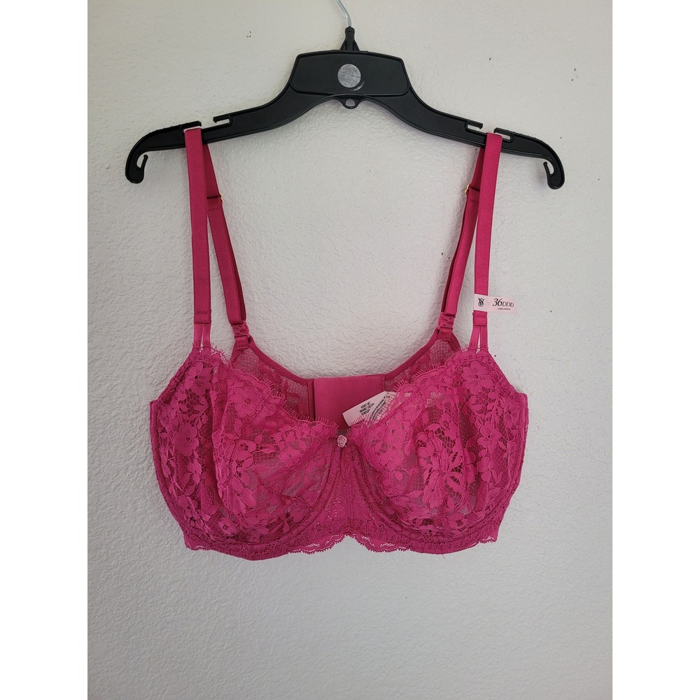 Victoria's Secret Dream Angels Pink Lace Unlined Bra 36DDD Underwire #12